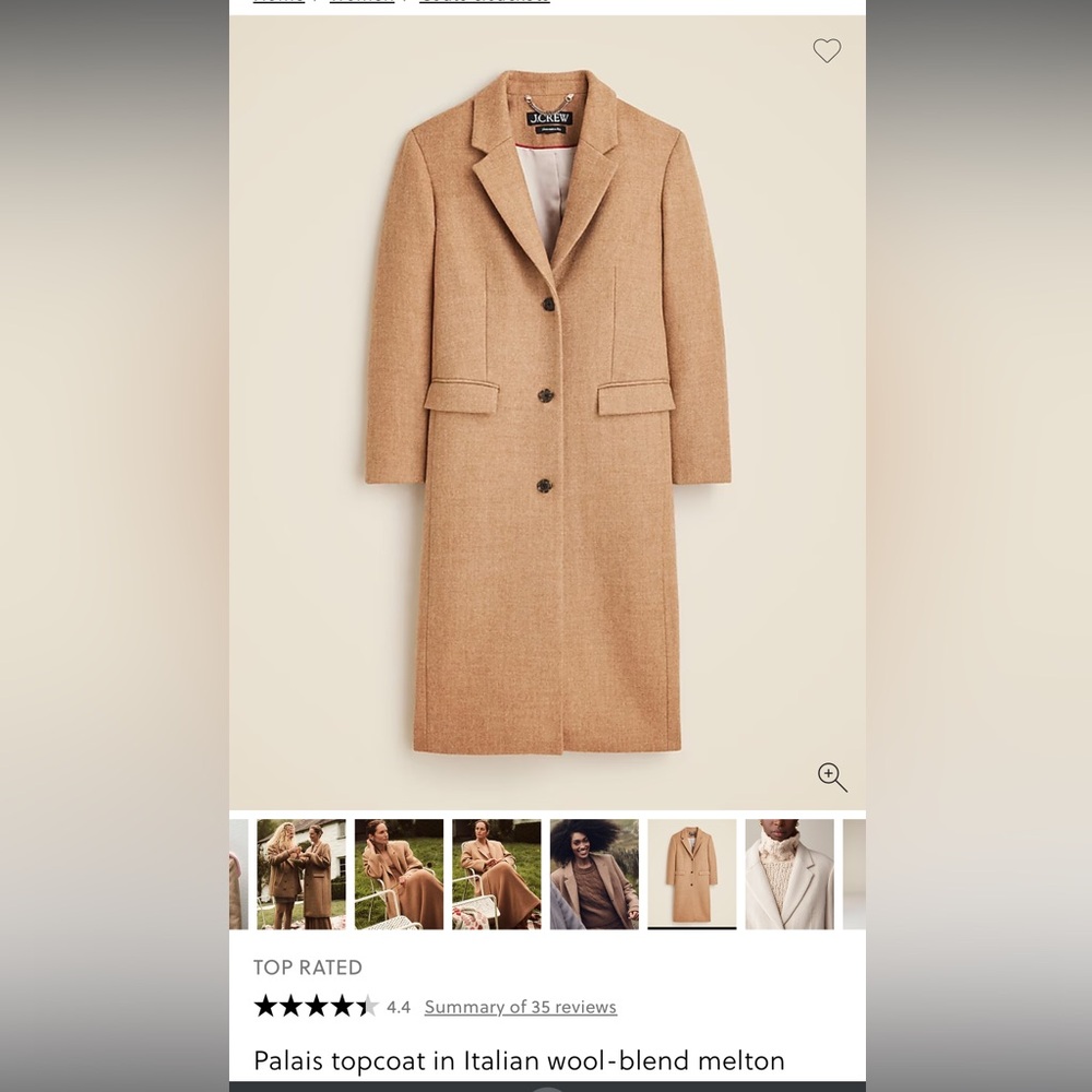 Palais topcoat in Italian wool-blend melton brand new tag soft brown 8/medium